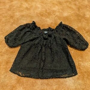 Maeve Black Lace Anthropologie Blouse With Stretch Shoulders Size S